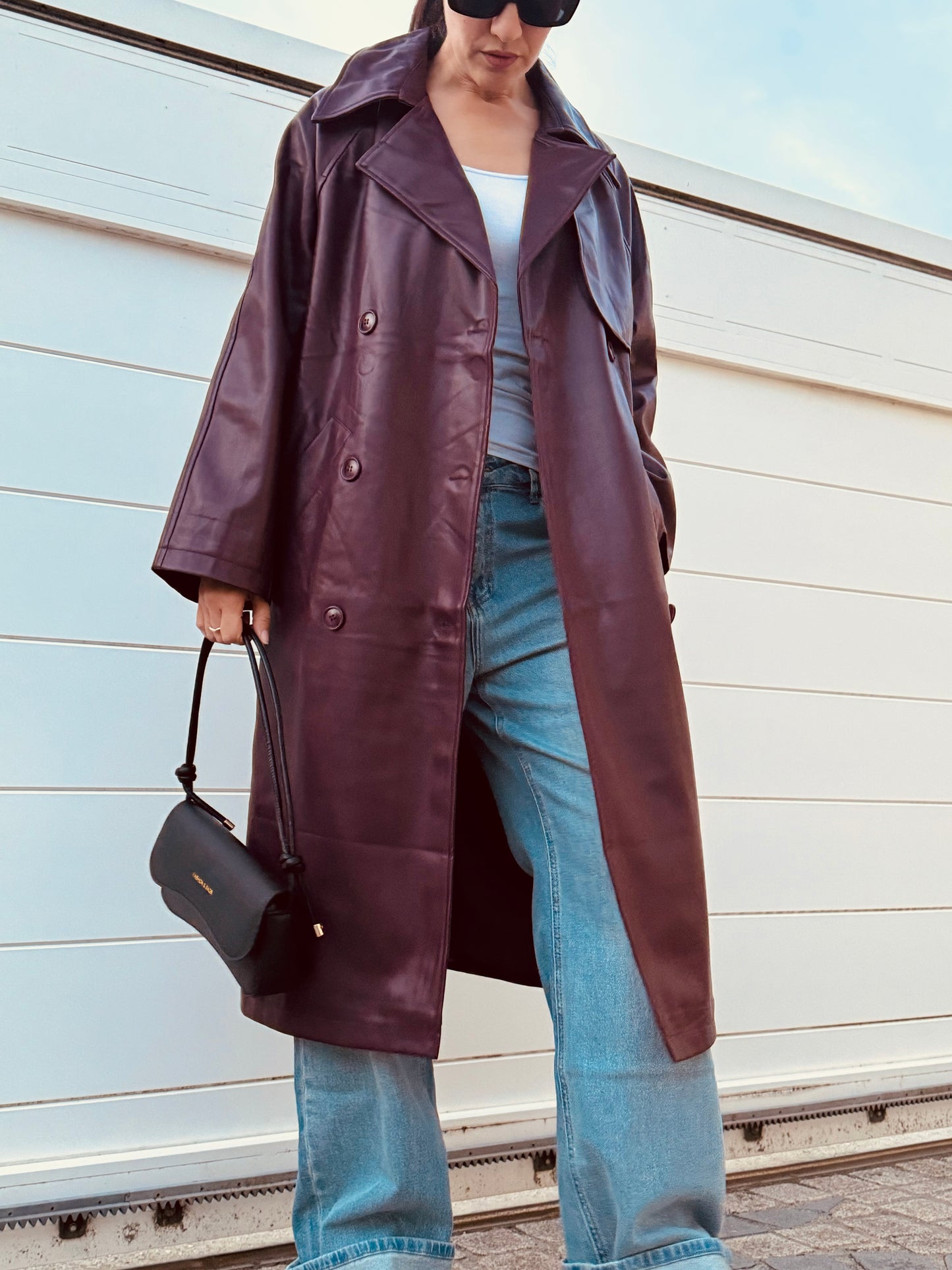 Trench similicuir Bordeaux